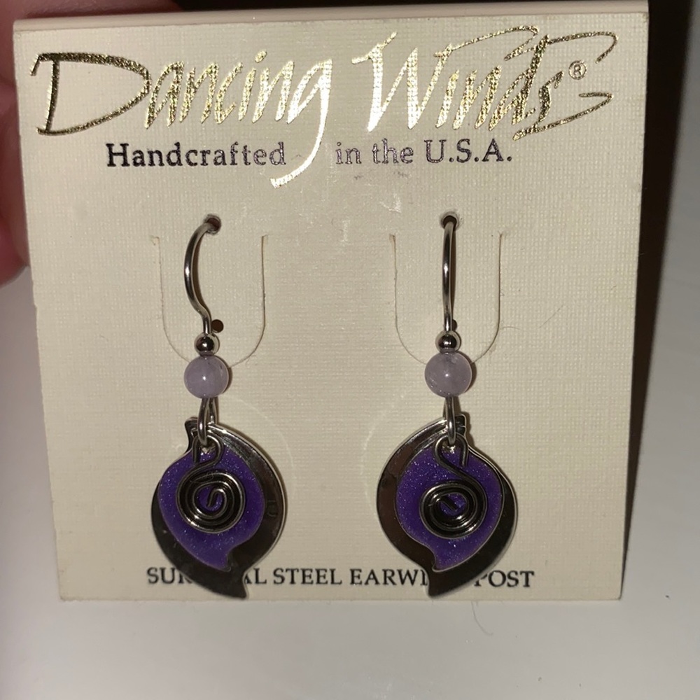 Purple vintage earrings from Helen Georgia never worn!